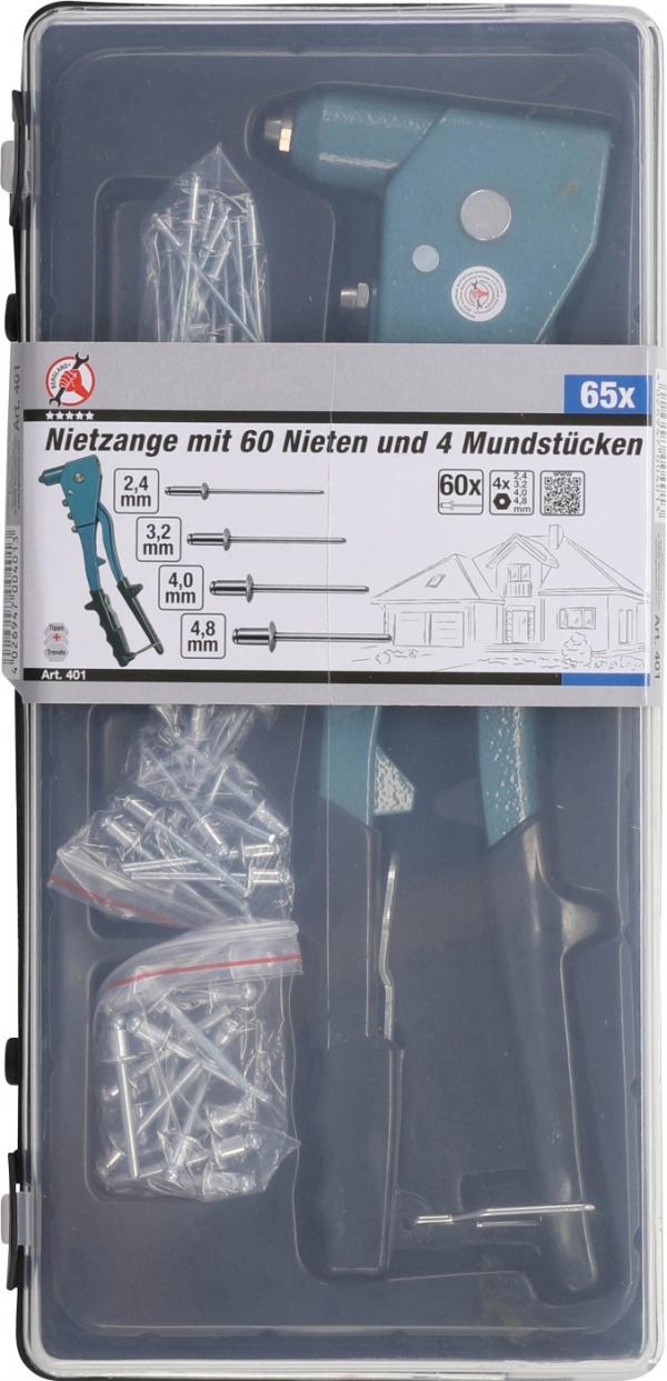 Nietzangen-Set | 2,4 / 3,2 / 4,0 / 4,8 mm | 250 mm