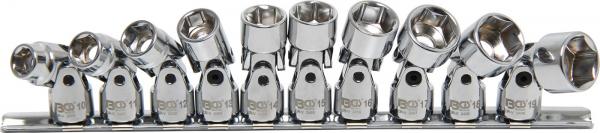 Kardangelenk-Einsatz-Satz Sechskant | Antrieb Innenvierkant 10 mm (3/8") | SW 10 - 19 mm | 10-tlg.