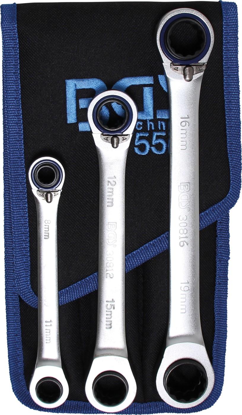 Ratschen-Ringschlüssel-Satz | umschaltbar | "4-in-1" | 3-tlg.