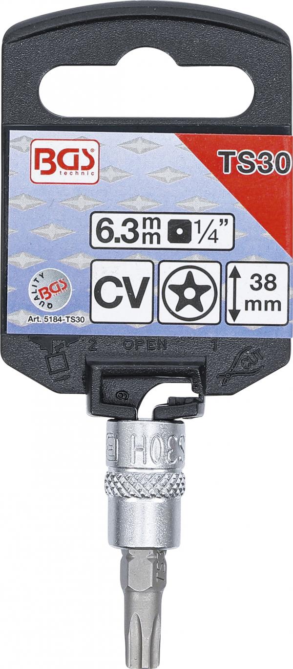 Bit-Einsatz | Antrieb Innenvierkant 6,3 mm (1/4") | TS-Profil (für Torx Plus) mit Bohrung TS30