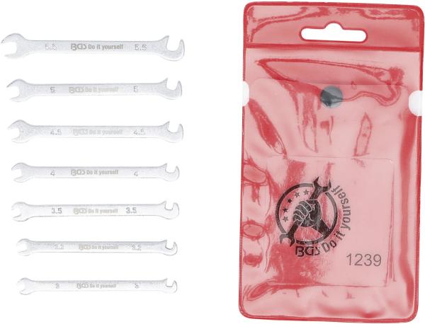 Doppel-Maulschlüssel-Satz | Mini-Ausführung | SW 3 - 5,5 mm | 7-tlg.