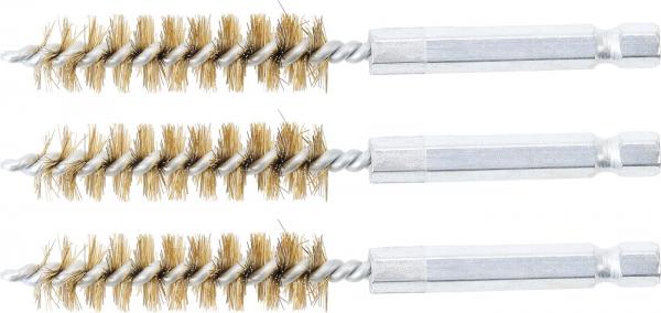 Messingbürste | 12 mm | Antrieb Außensechskant 6,3 mm (1/4") | 3-tlg.