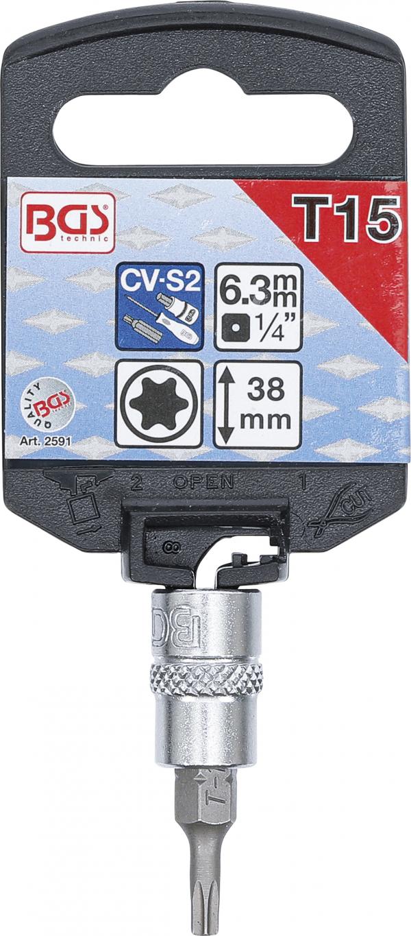 Bit-Einsatz | Antrieb Innenvierkant 6,3 mm (1/4") | T-Profil (für Torx) T15