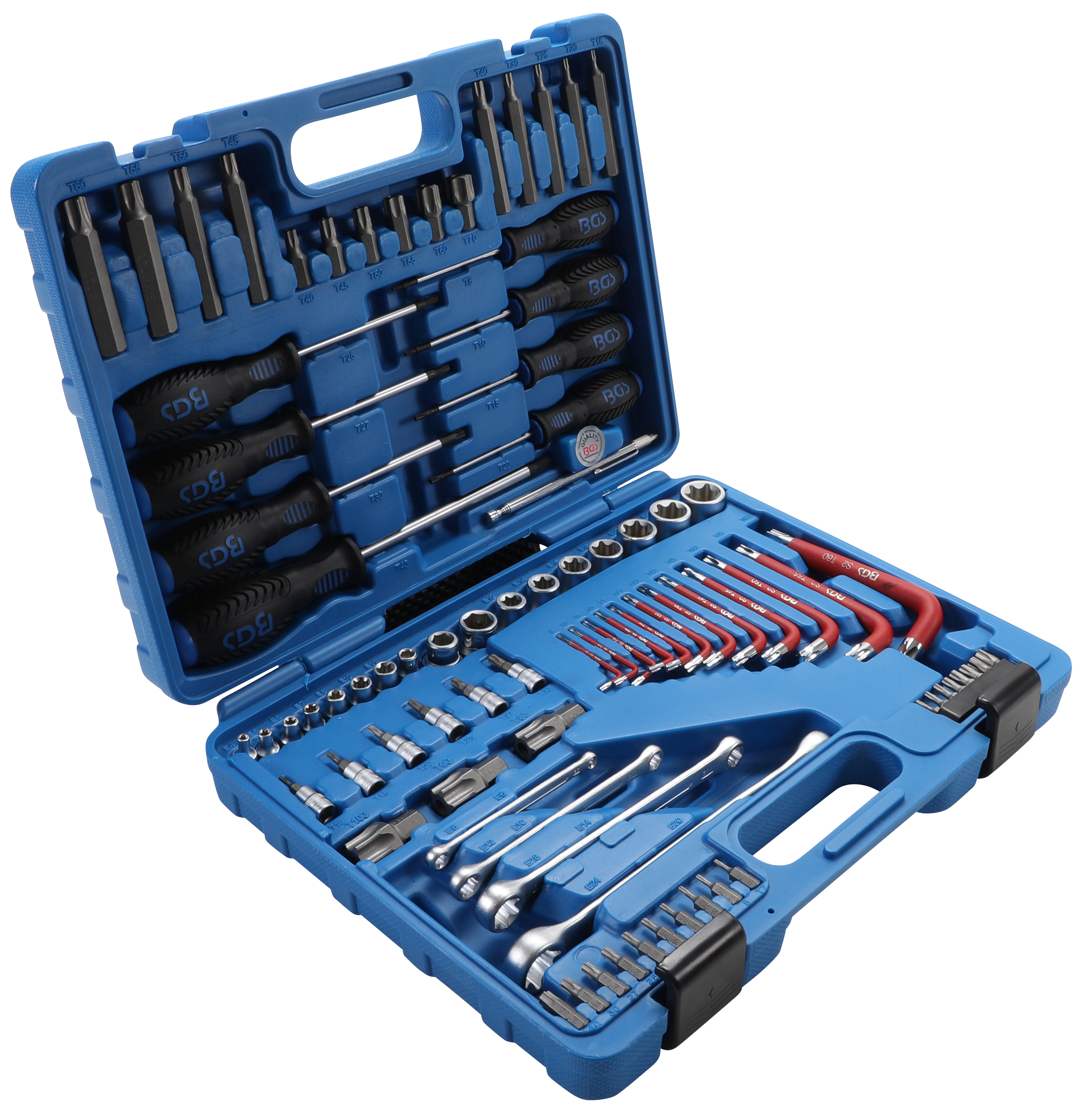 Werkzeugsortiment | 6,3 mm (1/4") + 12,5 mm (1/2") | E-Profil / T-Profil (für Torx) | 84-tlg.