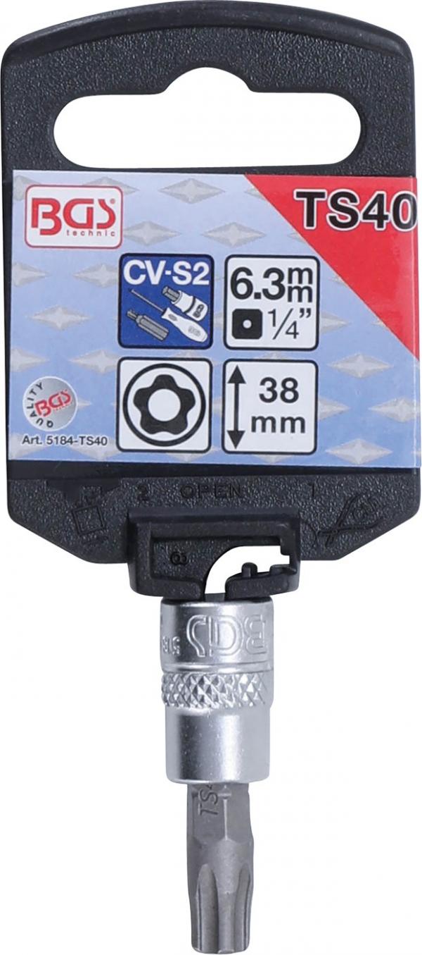 Bit-Einsatz | Antrieb Innenvierkant 6,3 mm (1/4") | TS-Profil (für Torx Plus) mit Bohrung TS40