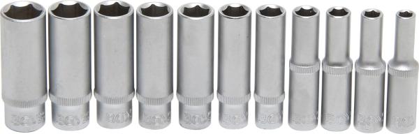 Steckschlüssel-Einsatz-Satz Sechskant, tief | Antrieb Innenvierkant 6,3 mm (1/4") | Zollgrößen | 11-tlg.