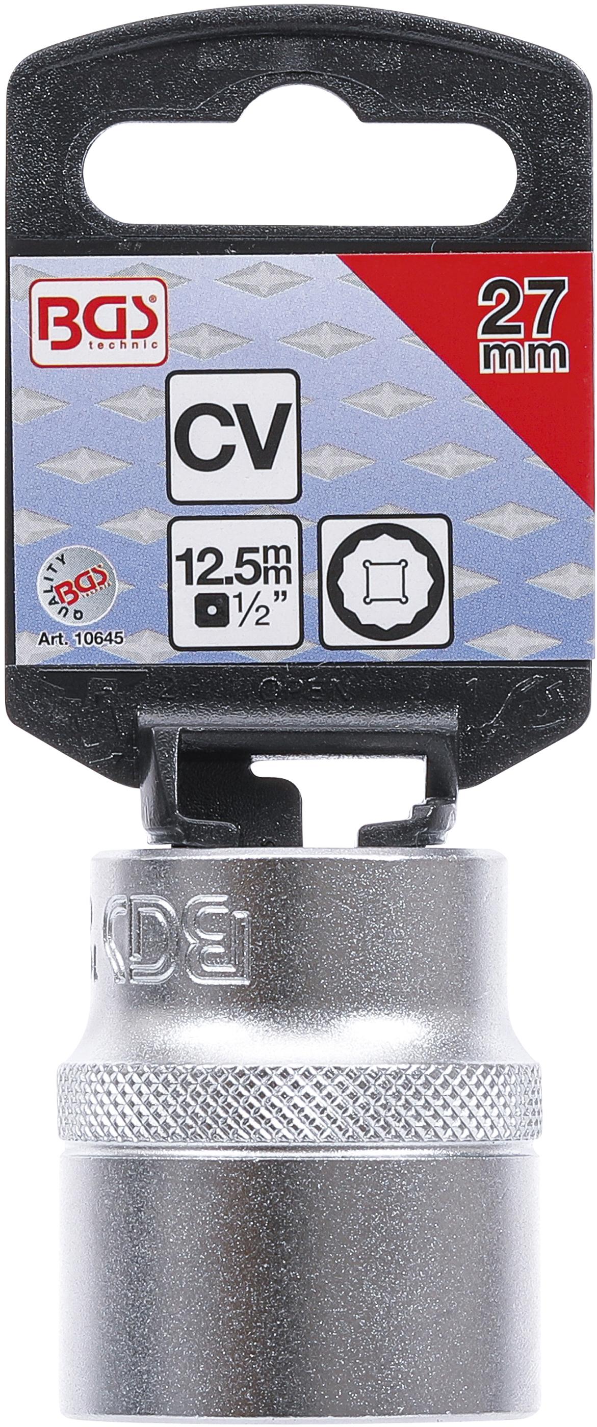 Steckschlüssel-Einsatz Zwölfkant | Antrieb Innenvierkant 12,5 mm (1/2") | SW 27 mm